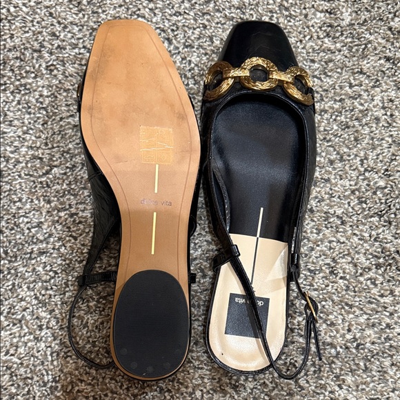 Dolce Vita Black Flats with Gold Accents - Picture 2 of 3